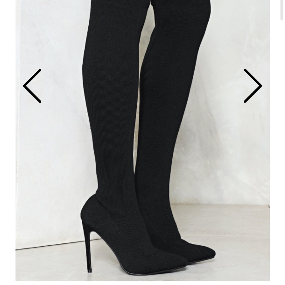 NWT Nasty Gal Black Thigh High Boots